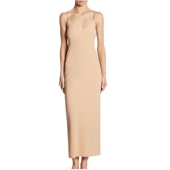 Commando Dress Womens Small Medium Beige Debutante Seamless Maxi Slip V Neck - Picture 1 of 10
